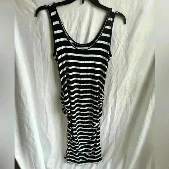 Old Navy Maternity Black & White Stripe Bodycon Tank Mini Dress Size S - Picture 1 of 3